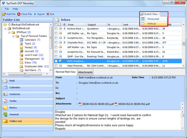 Open OST in Outlook 2010 3.6